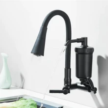 Flexible Gourmet Kitchen Faucet With Filter, Black, Wall Mounted, All Black, With Double Shower Head - 黑色 - 查看 1