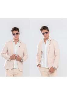 Classic Men's Blazer With Built-In Pocket - 稻草 - 查看 1