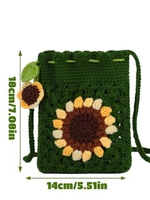 1 Set Beginner Crochet Kit, Bohemian Style Sunflower Crochet Tote Bag, DIY Yarn Crochet, Includes Basic Accessories And Tutorial, Holiday Gift