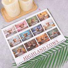 Calendario 2026 della mucca delle Highlands - Mucca delle Highlands buffa nella vasca da bagno con disegno floreale, pianificatore mensile per ufficio e decorazione domestica, regalo perfetto per Capodanno o Natale, materiale cartaceo, stile a pagine ribaltabili, dimensioni elevate