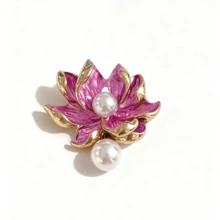 1 Stück chinesischer Retro-Stil Lotus Brosche, chinesische Cheongsam Brustblume, Lotus Anstecknadel, Anzugjacken Accessoire.