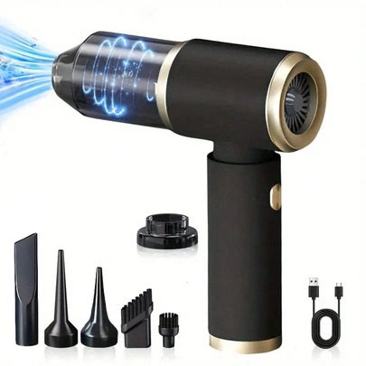 Aspirateur sans fil portable 7-en-1 avec fonction de soufflage des cheveux, aspiration puissante, petit nettoyeur de voiture, convient pour l'enlèvement des cheveux dans les maisons, les bureaux et pour les animaux de compagnie, indispensable pour les voyages, livré avec divers accessoires