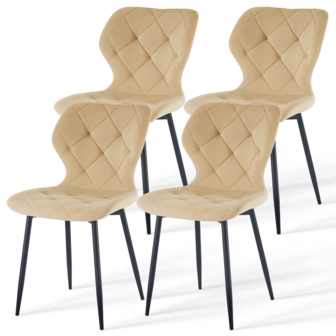 AINPECCA Dining Chairs Set Of 2/4 Modern Kitchen Accent Chairs With Velvet Faux Leather Thickened Backrest Matte Metal Legs For Living Room Bedroom