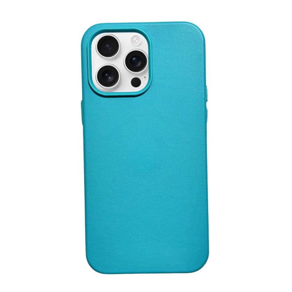 1pc Leather Case Cover For IPhone 11 12 13 14 15 16 Pro Max Plus Leather Magnetic Compatible With Inductive Charging Premium Luxury Protection - 淺藍色 - 查看 1