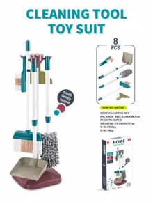 8/18pcs Kids Pretend Play Cleaning Toy Set | Mini Household Tool Kit, Including Broom, Mop And Bucket, Suitable For Role Play Learning | Children's Day & Graduation Gift (Accessories Random) - Multicolor - View 3