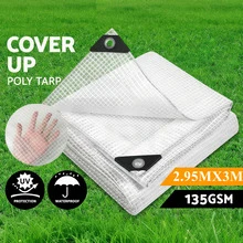 1Pc Heavy-Duty Transparent Mesh Tarpaulin - Pre-Punched Holes Every 1m, For Patio & Plant Protection, Tear-Resistant, Weather-Proof - White - View 17