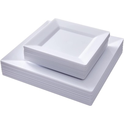 25/10pcs Square White Plates, Elegant, Reusable, Easy To Clean, Suitable For Weddings, Birthdays, Family Gatherings, Outdoor Events, School Parties, Restaurants, Kitchens, Christmas Dinners, Great Gift For Friends And Family