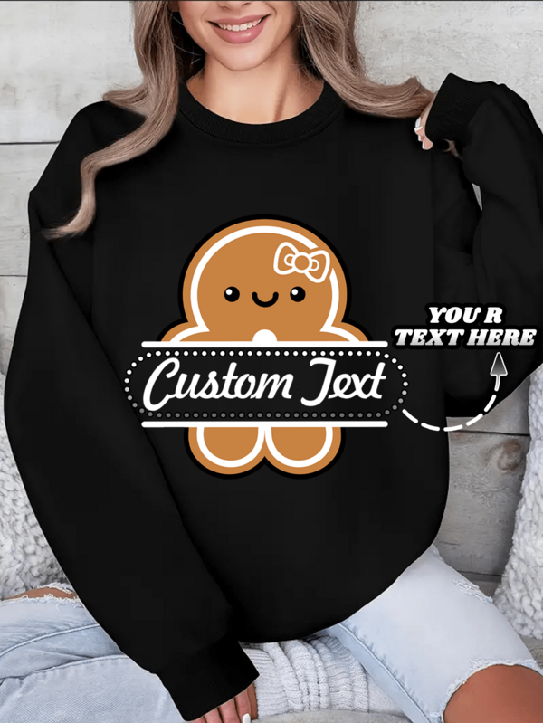 Customized Christmas Crew Neck Sweatshirt, Personalized Family Gathering Group Clothing, Infant/Friend/Couple/Pet Crew Neck Sweatshirt, Autumn Clothes, Autumn Tops, Women's Tops, Black Sweatshirt, Autumn Woman, Holiday Gift, Valentine's Day Gift, Halloween Gift, Thanksgiving Gift, Christmas Gift, Anniversary Gift, Wedding Gift, Best Friend Gift