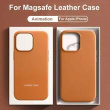 1pc Leather Case Cover For IPhone 11 12 13 14 15 16 Pro Max Plus Leather Magnetic Compatible With Inductive Charging Premium Luxury Protection - Light Leather - View 8
