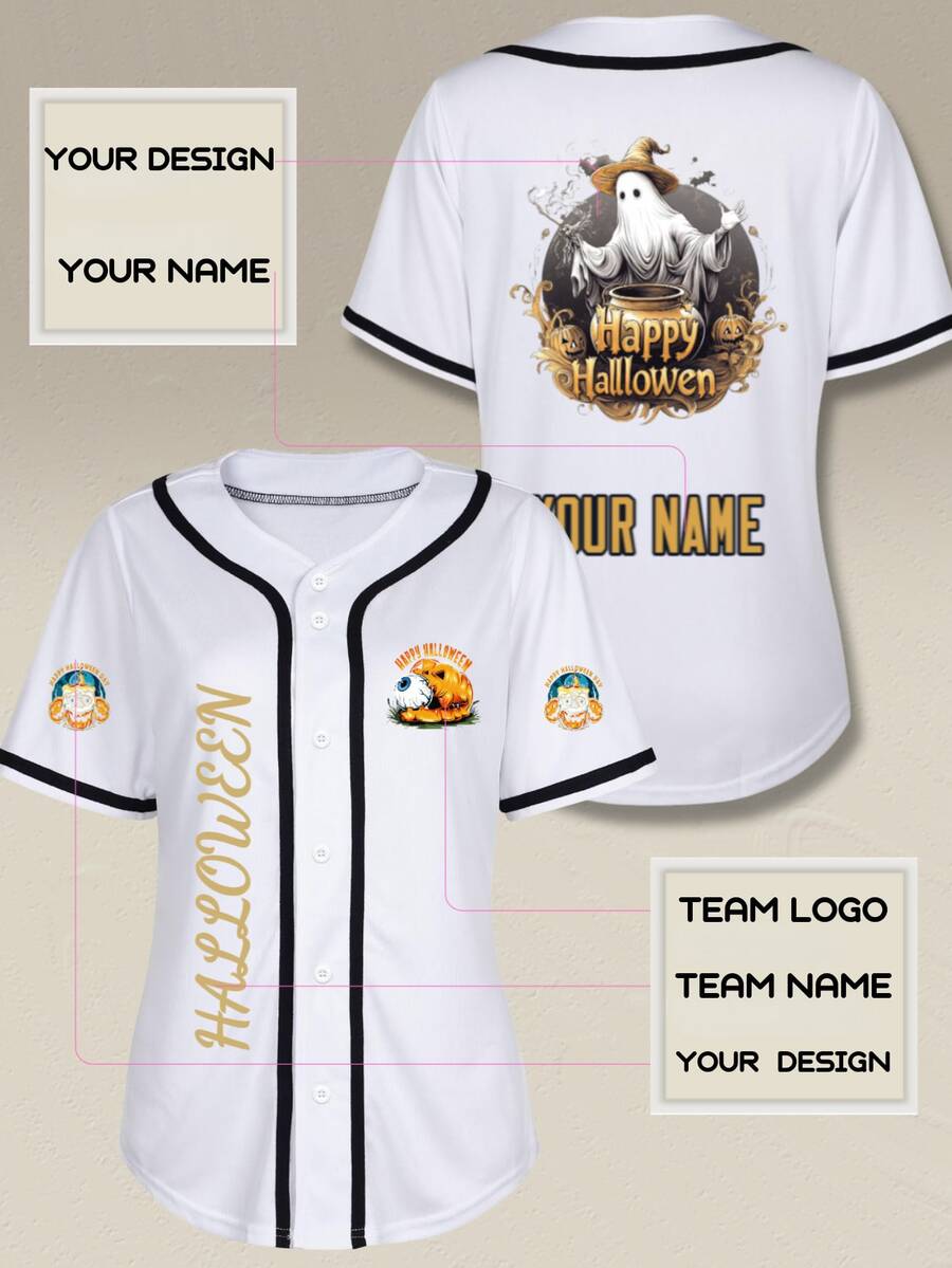 Customizable Women's Baseball Jersey V-Neck Printed Team Sports Top With Personalized Name & Number, Machine Washable, For Outdoor Leisure & Athletic Wear, Durable Sportswear,Custom Halloween Christmas Costume, Holiday Gift For Men And Women White Summer - trắng - Xem 1