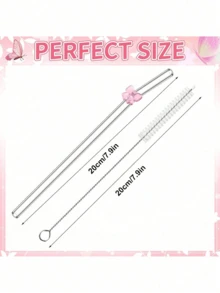 4pcs Straws + 1pc Brush Random Color Butterfly Borosilicate Glass Straws, Shock-Resistant And Reusable. Transparent Heat-Resistant Borosilicate Glass Straws, Washable And Reusable, Suitable For Cooking, Christmas Gifts, Wedding Favors, Back To School Supplies, Cold Drinks, Milk Tea, Coffee, Juice, Smoothies, Kitchen, Restaurant, Cocktails, Girlfriend/Boyfriend, Relatives, Friends, Party Supplies, Halloween, Thanksgiving, Christmas. - Multicolor - View 8