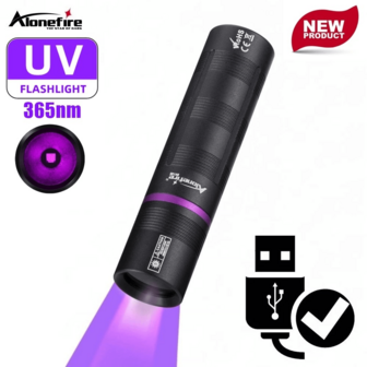  Alonefire SV135 ไฟฉาย UV ขนาดเล็ก 365nm Type-C ชาร์จไฟได้ อัลตราไวโอเลต สีม่วง สำหรับปัสสาวะสัตว์เลี้ยง เครื่องตรวจจับแมงป่อง โคมไฟ UV