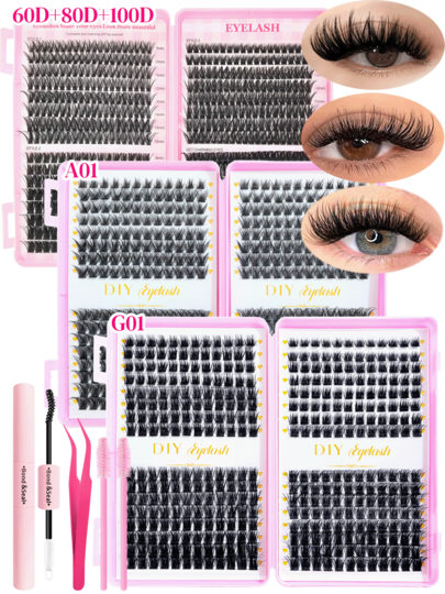 384 pièces Livre de faux cils individuels, styles (naturel long/aérien/volumineux), facile pour les débutants, doux et réutilisables, portable, convient pour le quotidien/rendez-vous/fête, léger pour tous les types d'yeux, qualité de salon et abordable, avec colle et outils, imperméable et facile à retirer, indispensable pour les amateurs de maquillage, booste le charme des yeux rapidement