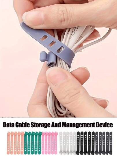 Set de 6 organizadores de cables reutilizables, lazos de silicona TPE para auriculares, cargadores de teléfono, ratones, dispositivos de audio, computadoras, adecuados para el hogar, la oficina, la cocina, la escuela (6 colores aleatorios)
