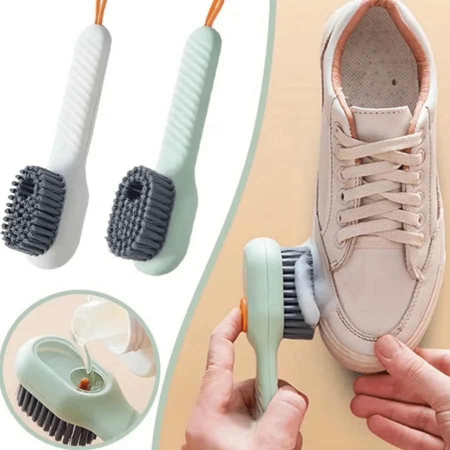 1pc Multi-Functional Shoe Brush With Soap Dispenser, Refillable Liquid Shoe Cleaning Brush, Gardening Tool - Multicolor - View 1