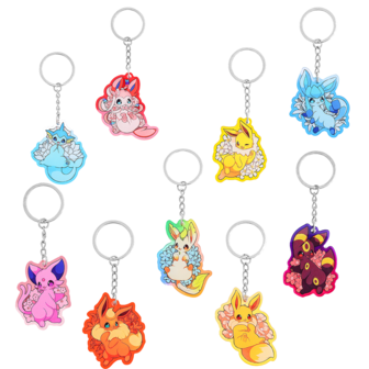 pocket monsters 1 st/9 st Pokémon-serien nyckelringar, söta och gulliga accessoarnyckelringar, nyckelringar och nyckelringar för att dekorera väskor, ryggsäckar och andra accessoarer