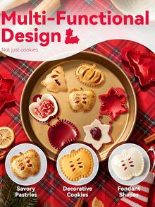 1 pieza Moldes mini para tartas, moldes para tartas de manzana de fiesta, en varias formas de manzana, avellana, calabaza - Fabricante de tartas hecho a mano, accesorio de cocina perfecto para hacer comida de fiesta navideña. - Multicolor - Ver 5