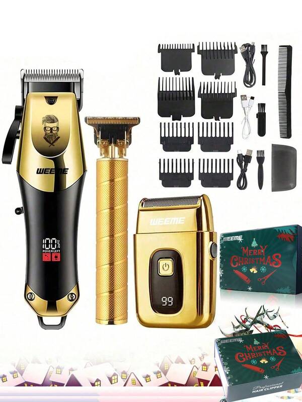 New Three Pieces Intelligent Hair Clipper Set With Mother And Child Machine, Retro Dragon Pattern Relief Oil Head Electric Push Clipper Shaving Tools,Christmas Gift,Christmas Gift