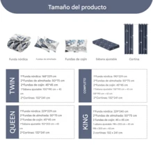 CozyCreatures Perfecto para una cama, este juego de edredón de ocho piezas presenta un vibrante estampado floral y ropa de cama suave y cómoda.Este juego de cama para todo tipo de clima incluye un edredón, una sábana ajustable, dos fundas de almohada, dos fundas de almohada y dos cortinas, lo que lo convierte en un regalo. - Azul y blanco - Ver 6