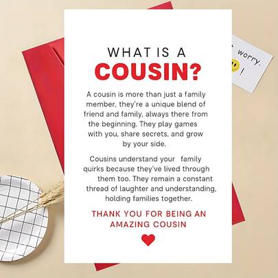 1 cartão de felicitações sincero com a mensagem "Obrigado por ser um primo incrível" - perfeito para aniversários, comemorações e momentos especiais com entes queridos, idioma inglês, material de papel, cartão de felicitações | Mensagem sincera | Cartão de papel de qualidade