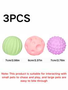 1个/3个/6个装宠物犬猫磨牙玩具。它们可以发出声音，帮助磨牙和清洁牙齿。球形设计可以吸引狗狗的注意力，促进互动。它们是有趣的宠物玩具。