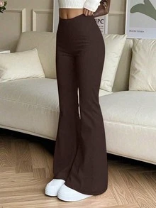 Einfarbige, hochsitzende, elastische weite Hose, Sport-Yoga-Hose, Kompressionsleggings, Lauf- und Fitnesshose, Frühlings- und Sommer-Sporthose mit atmungsaktiver, schnelltrocknender Funktion, Damen Leggings, Damenbekleidung