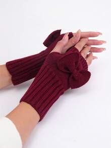 1 Pair Women'S Cute Bowknot Gloves - Cozy Fingerless Wrist Warmers, 8 Colors Available, Soft & Stretchy, Perfect For Fall & Winter Outfits, Hand Wash Only, Cute Gloves, Winter Accessories, Playful Design, Soft Texture - Multicolor - View 16