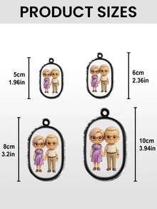 Chaveiro plano 2D com tema de família personalizado, estatueta estilo desenho animado com fotos, presente personalizado para pais, casais e amigos