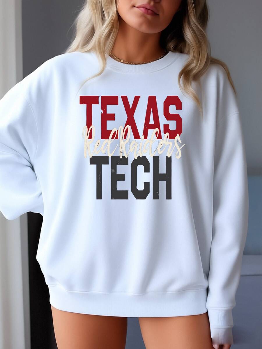 Wreck 'em Tech - Texas Tech Red Game Day Tee Sweatshirt - trắng - Xem 1