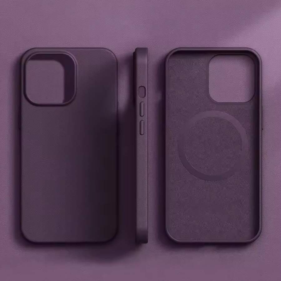 1pc Leather Case Cover For IPhone 11 12 13 14 15 16 Pro Max Plus Leather Magnetic Compatible With Inductive Charging Premium Luxury Protection - 紫色 - 查看 1
