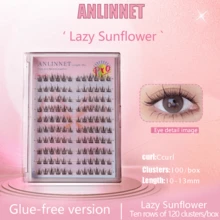 36 Cílios Postiços de Girassol Misto Sem Cola que Não Precisam de Cola e Podem Ser Aplicados Diretamente como Cílios Postiços. Cílios Naturais que Prolongam a Maquiagem e São Fáceis de Aplicar.