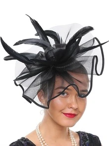 1 Piece Feather Mesh Flower Fascinator With Headband And Clip Wedding Tea Party Kentucky Derby Fascinator Hats, Tiny Hats, Mini Fascinator, Mini Top Hat , Mini Cap, Gifts