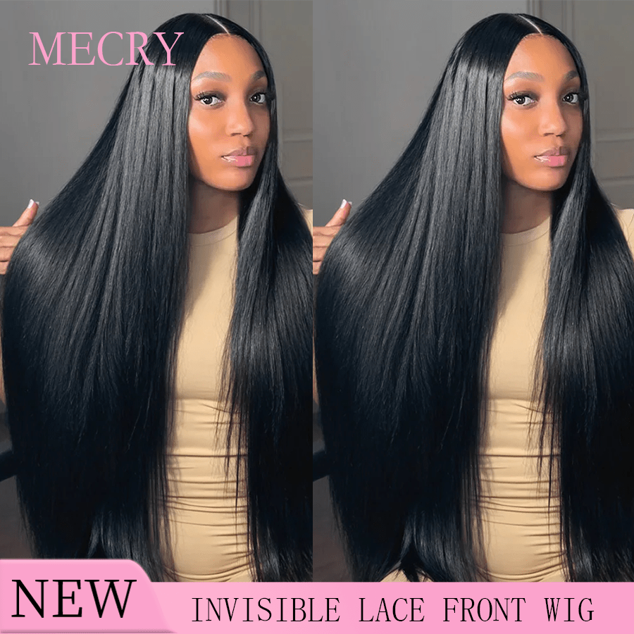 Peluca recta brillante MECRY de 26-36 pulgadas, con encaje frontal de 13x6, 5*5 o 13x4, peluca con encaje transparente suizo de cabello humano natural brasileño Remy para mujeres