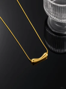 6pcs Stainless Steel 18K Gold Plated Women's Pendant Necklaces, Design, Jewelry For Women, Gold Necklace, Water Drop, Sun, Clover, Stainless Steel Necklace, Elegant Women's Necklace, Waterproof Necklace, Delicate Gift - Multicolor - View 12