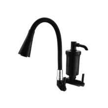 Flexible Gourmet Kitchen Faucet With Filter, Black, Wall Mounted, All Black, With Double Shower Head - 黑色 - 查看 5