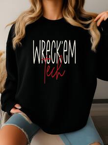 Wreck 'em Tech- Scripty Sweatshirt For Texas Tech Fans Sweatshirt - Black - View 1