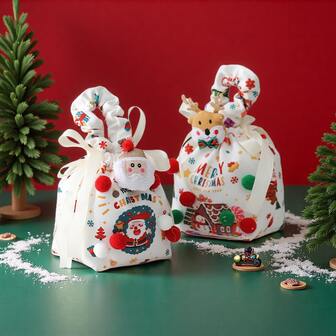 圣诞苹果包装袋，平安夜礼盒手提袋，可爱卡通苹果礼品袋，儿童派对糖果礼品袋