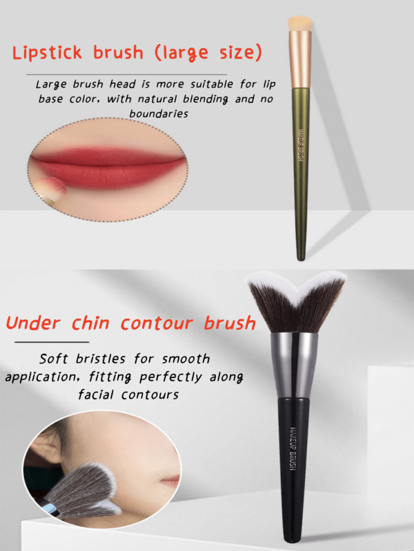 GECOMO Pensulă cosmetică profesională ultra-subțire, moale și pufoasă, pensulă pentru corector, pensulă pentru umbră de nas, pensulă pentru contur, pensulă pentru ochelari, pensulă cu cap plat, pensulă pentru mușcarea buzelor și alte pensule cosmetice, potrivite pentru începători și artiști de machiaj