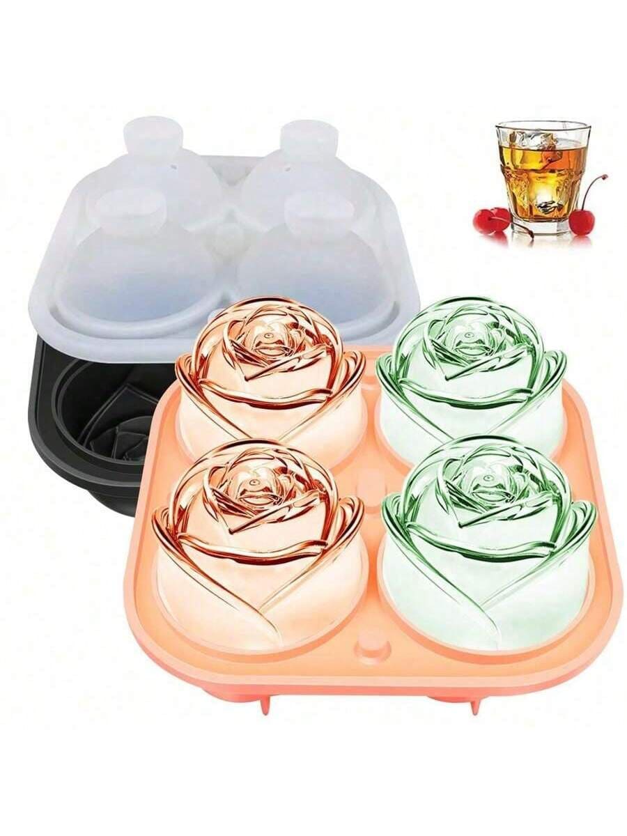 1 pieza - Molde de silicona para cubitos de hielo con forma de rosa, apto para hacer helados creativos DIY, bandejas de cubitos de hielo, cubitos de hielo, moldes de cubitos de hielo blandos, moldes de cubitos de hielo, cubos de hielo y máquinas de hielo, accesorios de cocina