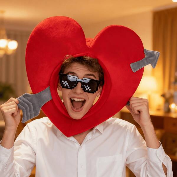 1 Stück Weihnachtliche Dekorative Mützen, Süße und Lustige Valentinstag Liebesgeständnis Herz Mützen, Herzförmige Plüsch Mützen, Lustige Amors Pfeil Warme Mützen, Feiertags Mützen