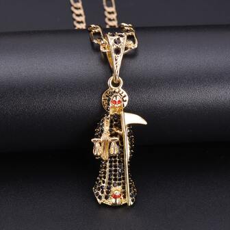 1 pieza Colgante de collar de la Santa Muerte, Dios de la Muerte, de moda y elegante, regalo navideño, accesorio religioso