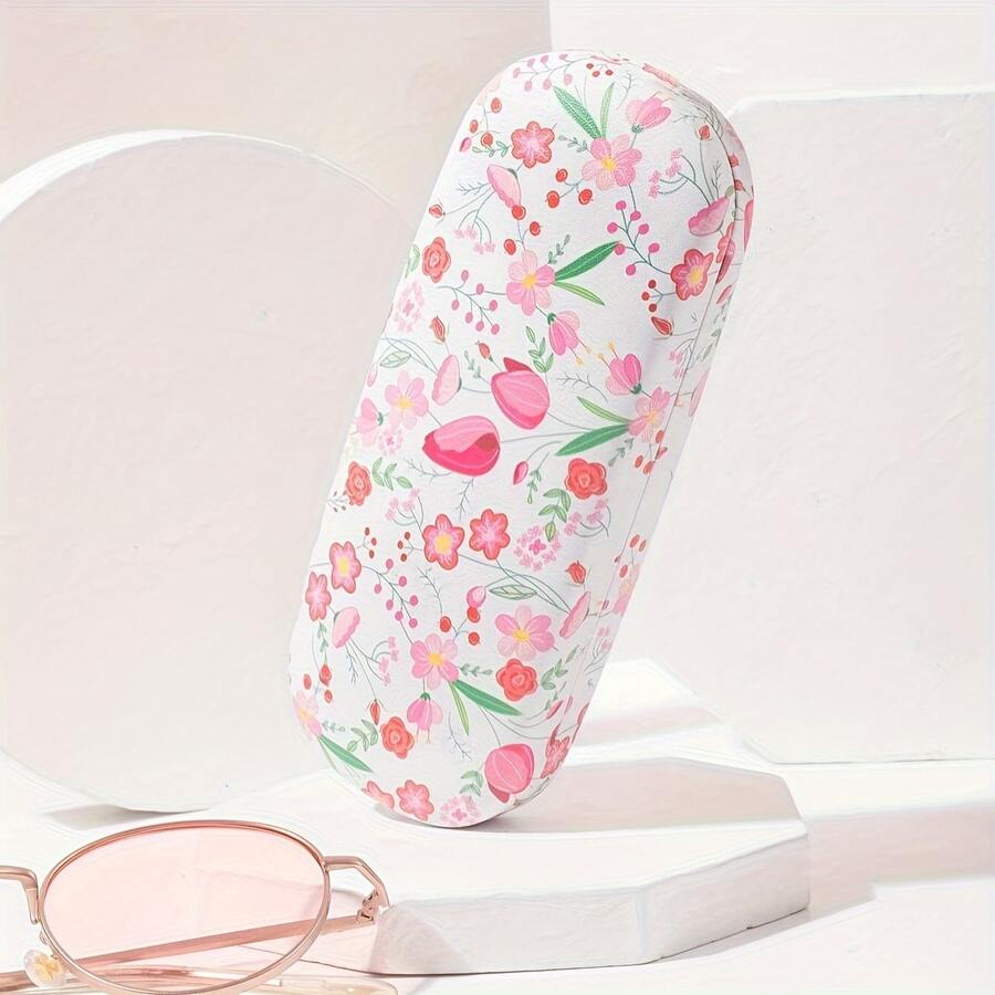 1pc Minimalist Portable Floral Eyeglass Case, Crush-Resistant Eyewear Protective Box