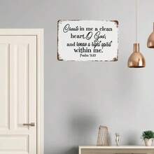 1 Piece Of Vintage Metal Sign, Nostalgic Wall Art Decoration, Inspirational English Text Content "Create In Me A Clean Heart", Suitable For Nostalgic Wall Art Decoration In Bars, Cafes, Pubs, Garages, Shops, Home Posters, Can Be Hung In Living Rooms, Home Office Decorations, Outdoor Hanging Decorations.