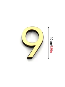 1个定制镜面地址牌，家居装饰自粘亚克力数字字母，带1厘米海绵底座，10厘米防水门牌，适用于DIY门牌号码、酒店房间、办公室门牌展示，撕开后呈现光泽效果，现代奢华风格。