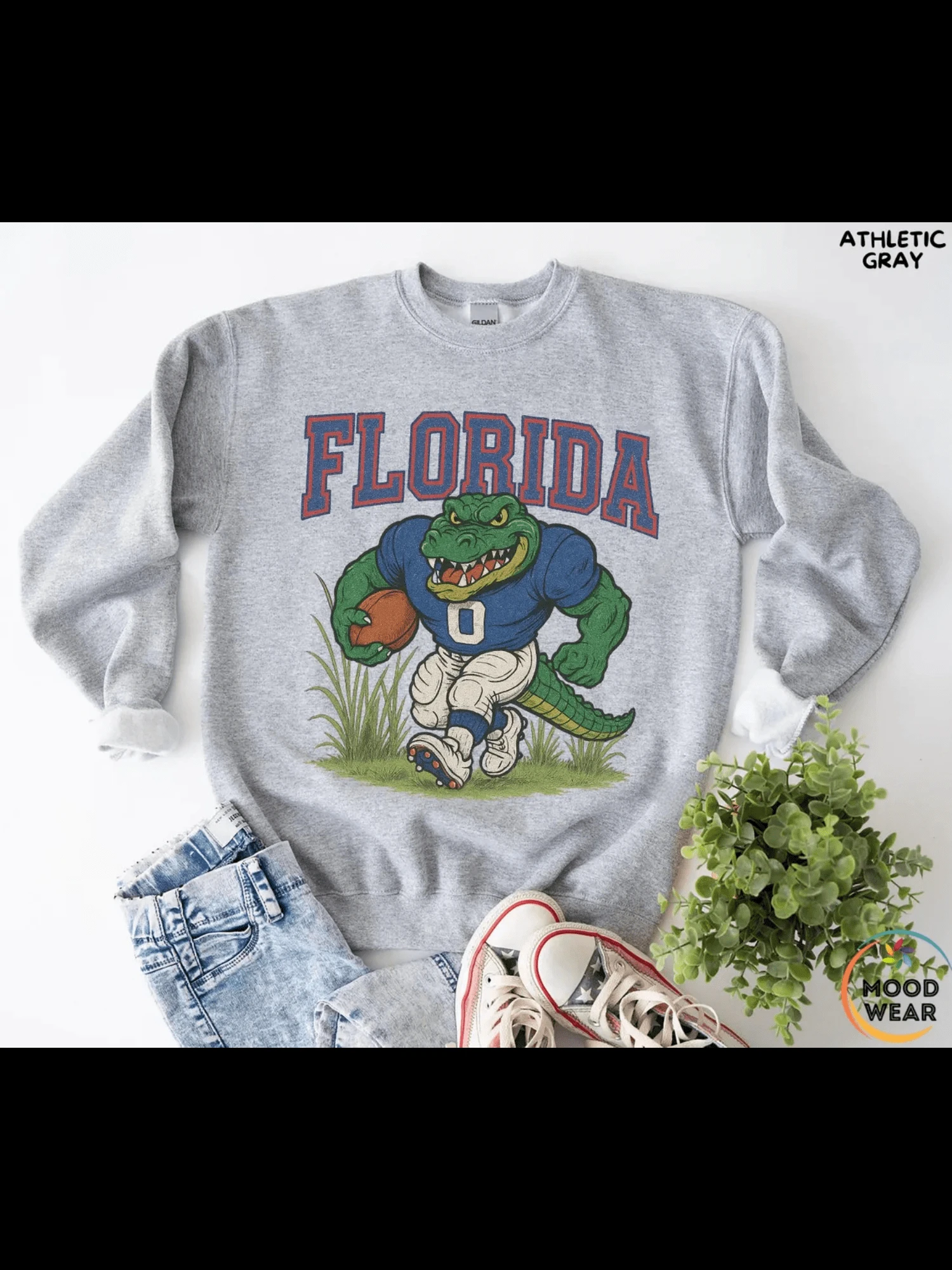 Vintage Florida Sweatshirt, Retro Florida Hoodie, Alligator Sweater, Christmas Gifts, University Football Fan Gift University Print (2) - Màu Xám nhạt - Xem 1