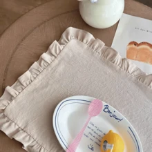 1pc/6pcs/30pcs French Retro Dining Placemats, White Ruffle Edge Dust Cover Cloth, Tea Table Mat, Baking & Food Photography Napkins