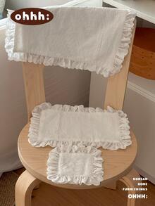 1/2/6 件韩式白色蝴蝶结蕾丝边餐垫、简约杯垫、家居装饰垫 - 彩色 - 查看 4