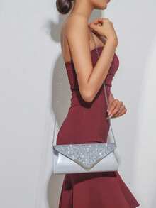 Conjunto de 5 piezas de joyería de strass dorado brillante, que incluye collar, aretes, pulsera, anillo, bolso de embrague para vestido de noche, bolso de sobre elegante para boda, bolso de hombro, bolso de mano, bolso multiusos con brillo para fiesta y cóctel, nueva cartera y bolso de banquete