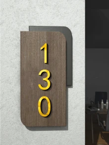 1个定制镜面地址牌，家居装饰自粘亚克力数字字母，带1厘米海绵底座，10厘米防水门牌，适用于DIY门牌号码、酒店房间、办公室门牌展示，撕开后呈现光泽效果，现代奢华风格。