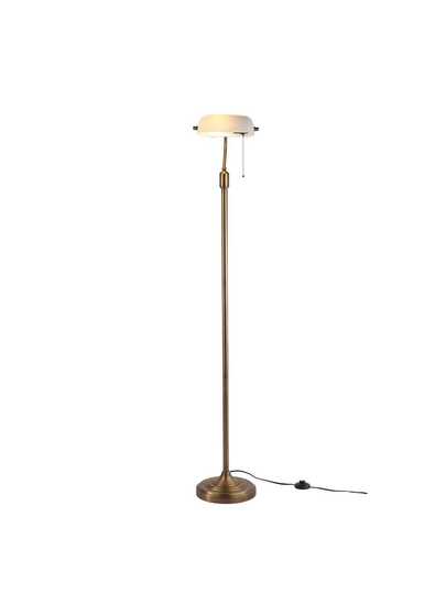 Alpinaluz Classic Bronze Notary Vloer Lamp Wit Glass Shade Brass Holder le, E27